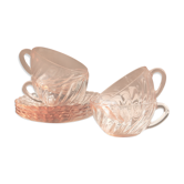 4 tasses à café Arcoroc modèle Rosaline rose dépression fabriquées en France