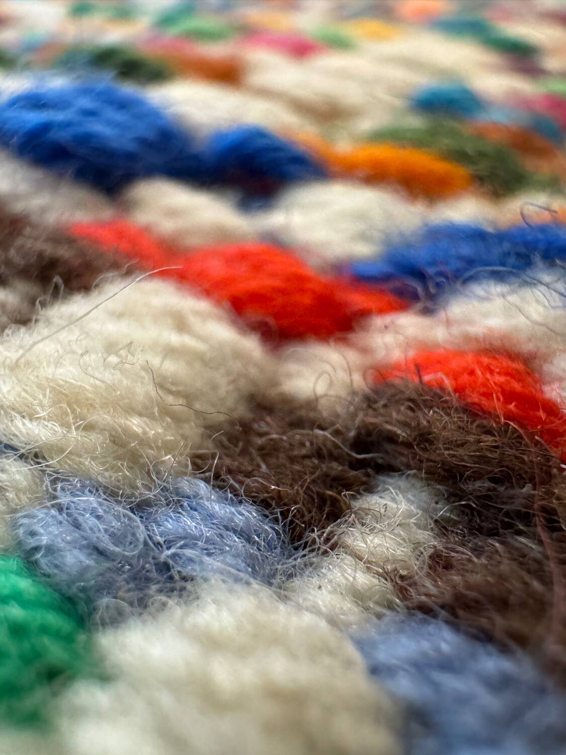 Multicoloured vintage wool rug 150x187 cm, 1970s