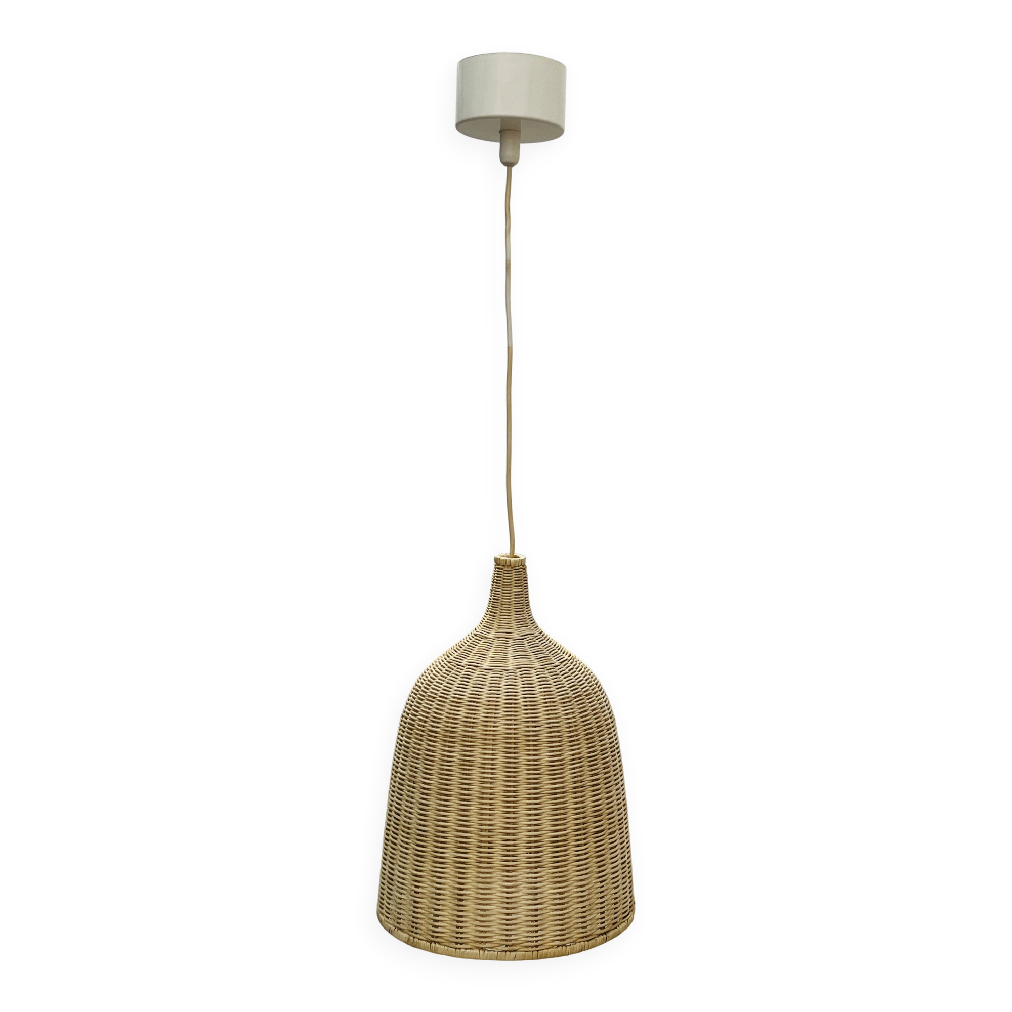 Suspension lustre en osier Ikea vintage, style bohème chic