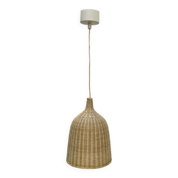 Vintage wicker pendant light from Ikea, bohemian chic style.
