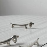 White stainless steel dachshund knife holder