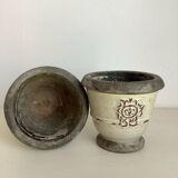 Set of 2 enameled stoneware pot covers