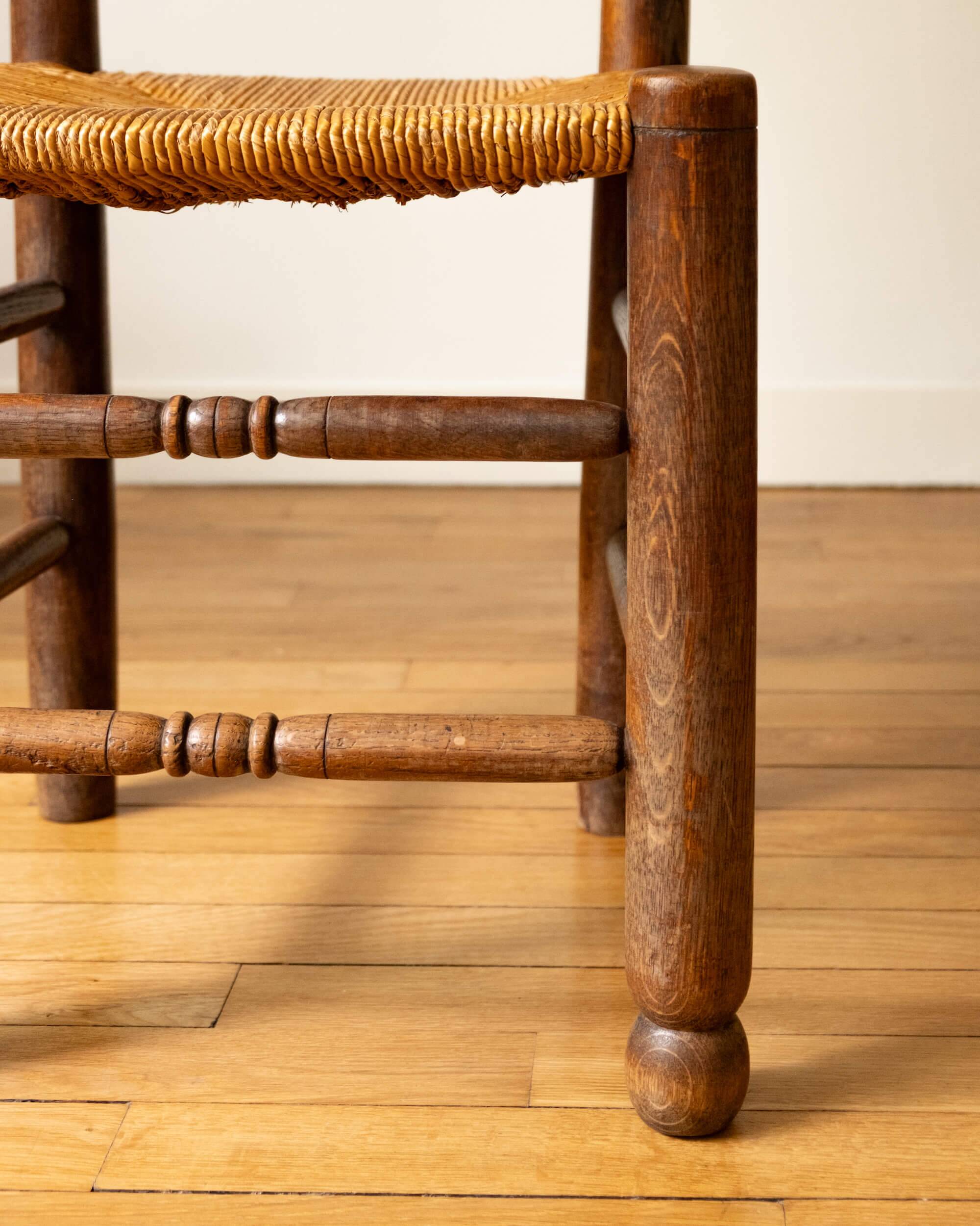 Brutalist straw chairs - Dlg Charles Dudouyt, early 20th century