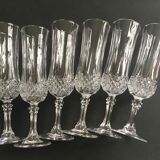 Set of 10 crystalline champagne flutes cut
