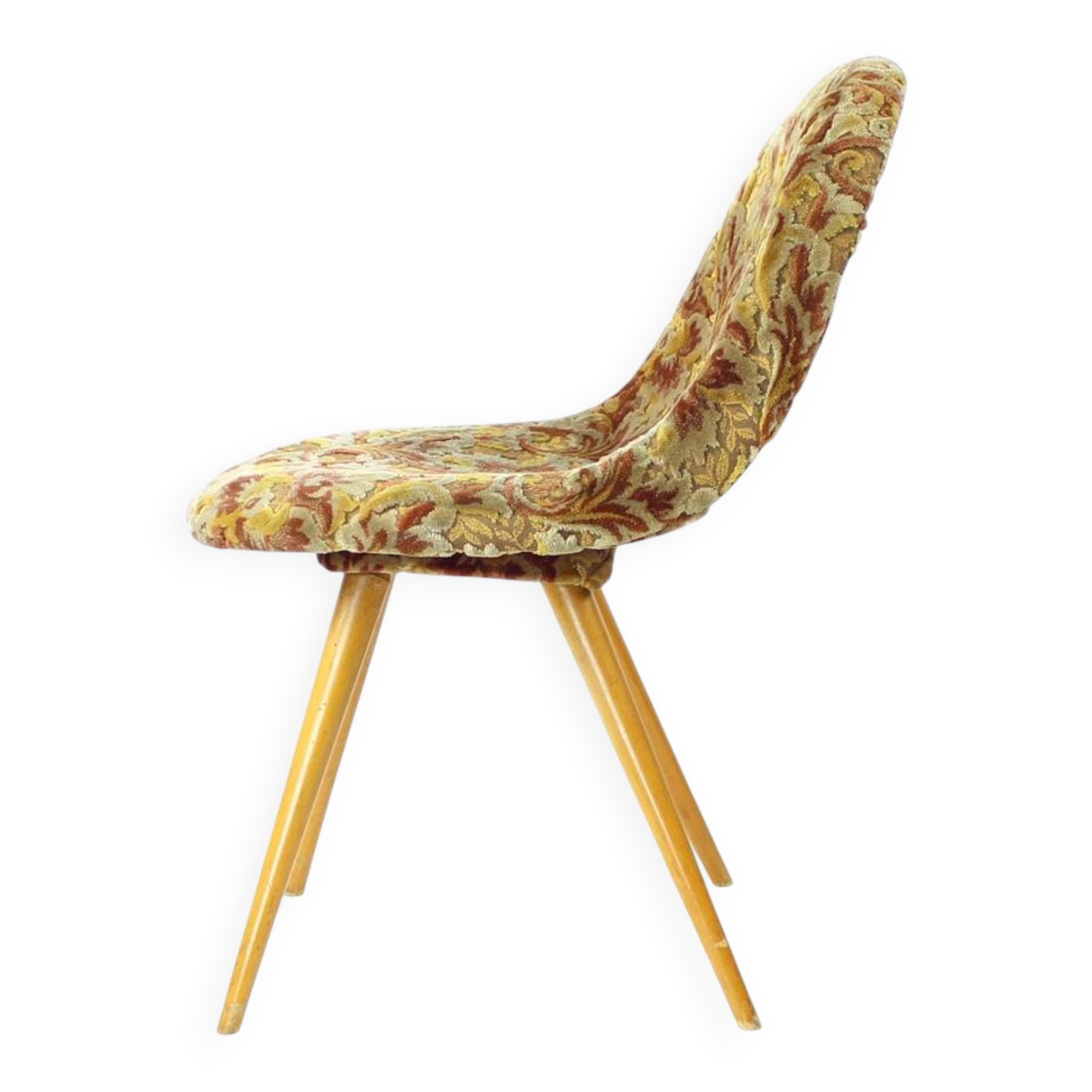 Midcentury Shell Chair By Miroslav Navratil In Original Velvet, Czechoslova