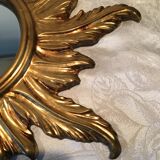 Golden wood sun mirror years 60