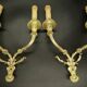 Large pair of Louis XVI style wall sconces from the 19th century - gilded bronze.