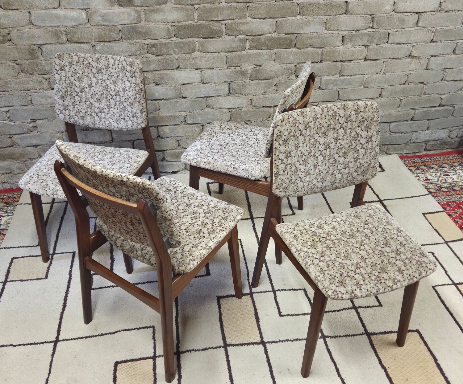 Set of 4 vintage Scandinavian teak chairs from the 1960s.