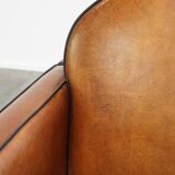 Beautiful, cognac-colored, sheep leather Art Deco design armchair in good condition