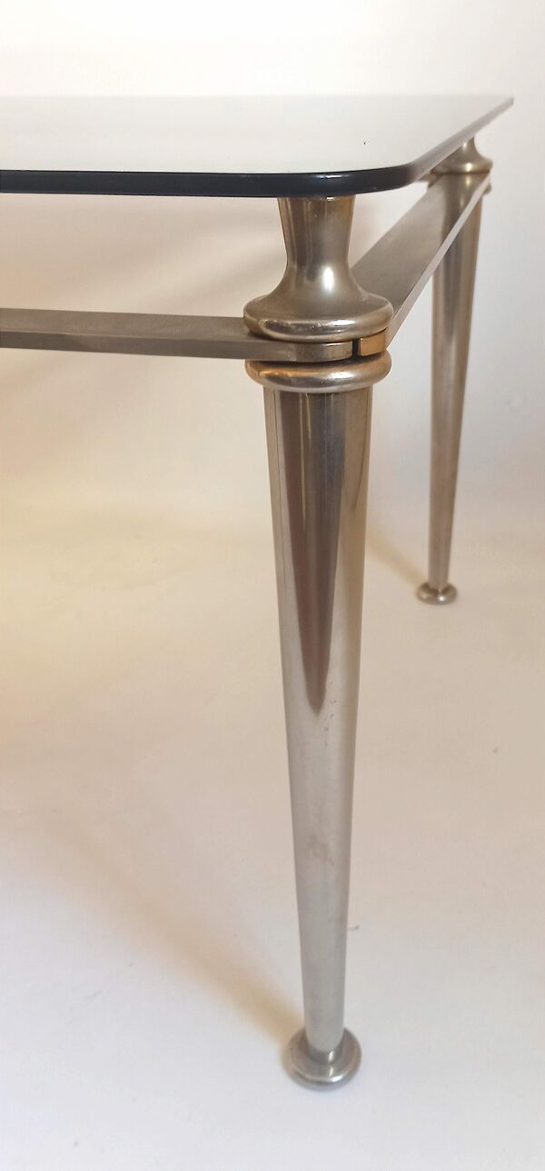 Table basse acier et verre trempé Années 70