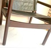 Fauteuil Safari, bois cuir, Bresil 1960's