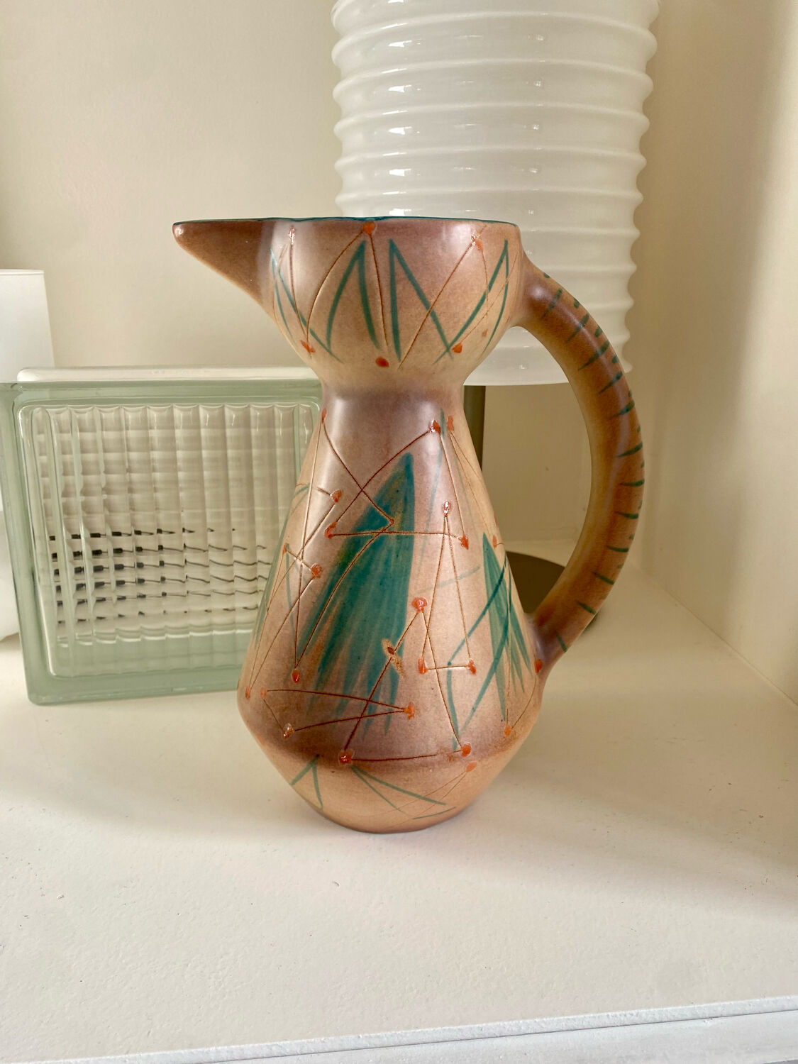 Vase or ceramic pitcher signed François Ré Vallauris 50s