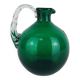 Vase rond verre de Murano vert, anse torsadée, vintage
