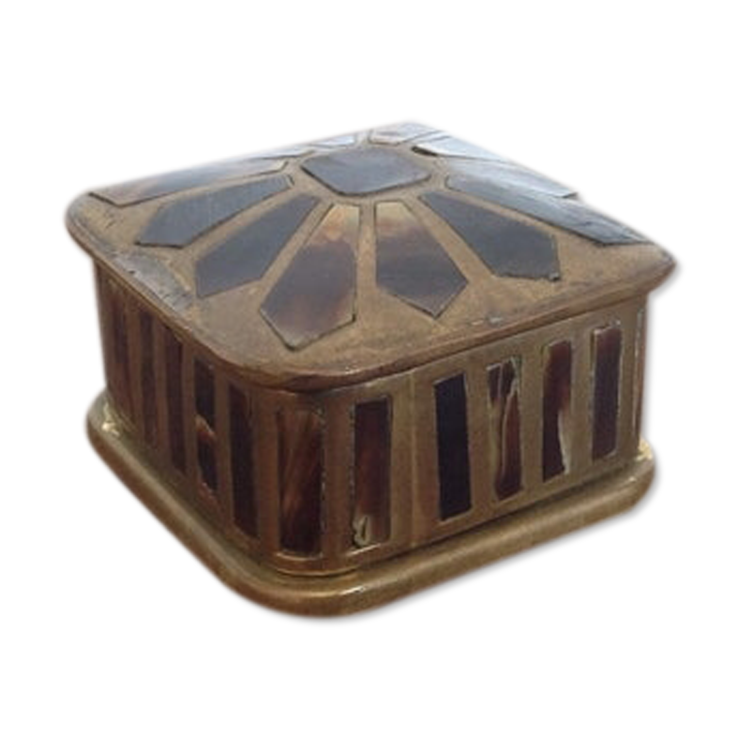 Vintage brass mother-of-pearl box