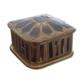 Vintage brass mother-of-pearl box