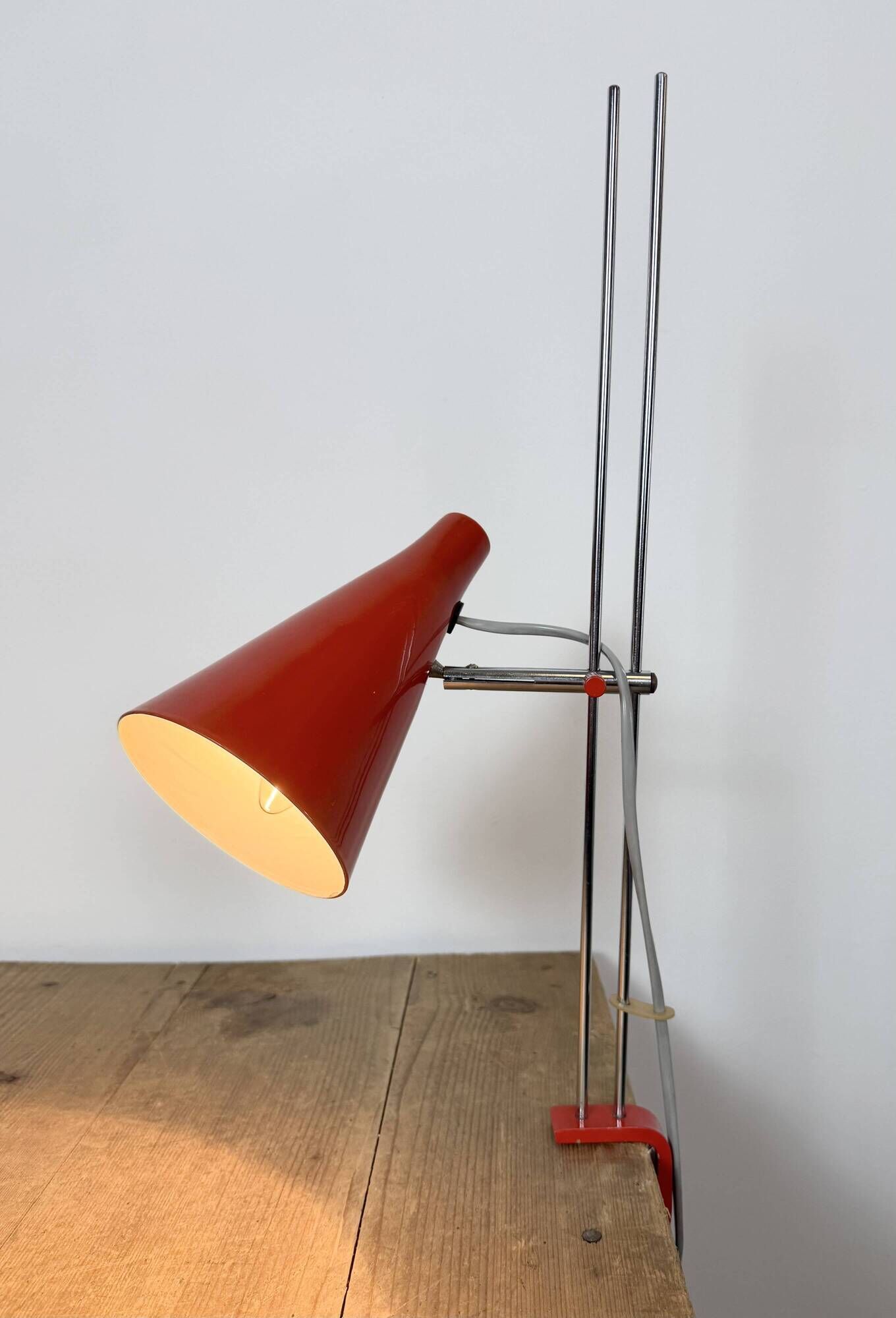 Vintage Red Table Lamp by Josef Hůrka for Lidokov, 1960s