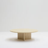 Round travertine coffee table, italy 70s