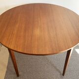 Extendable swedish round teak dining table
