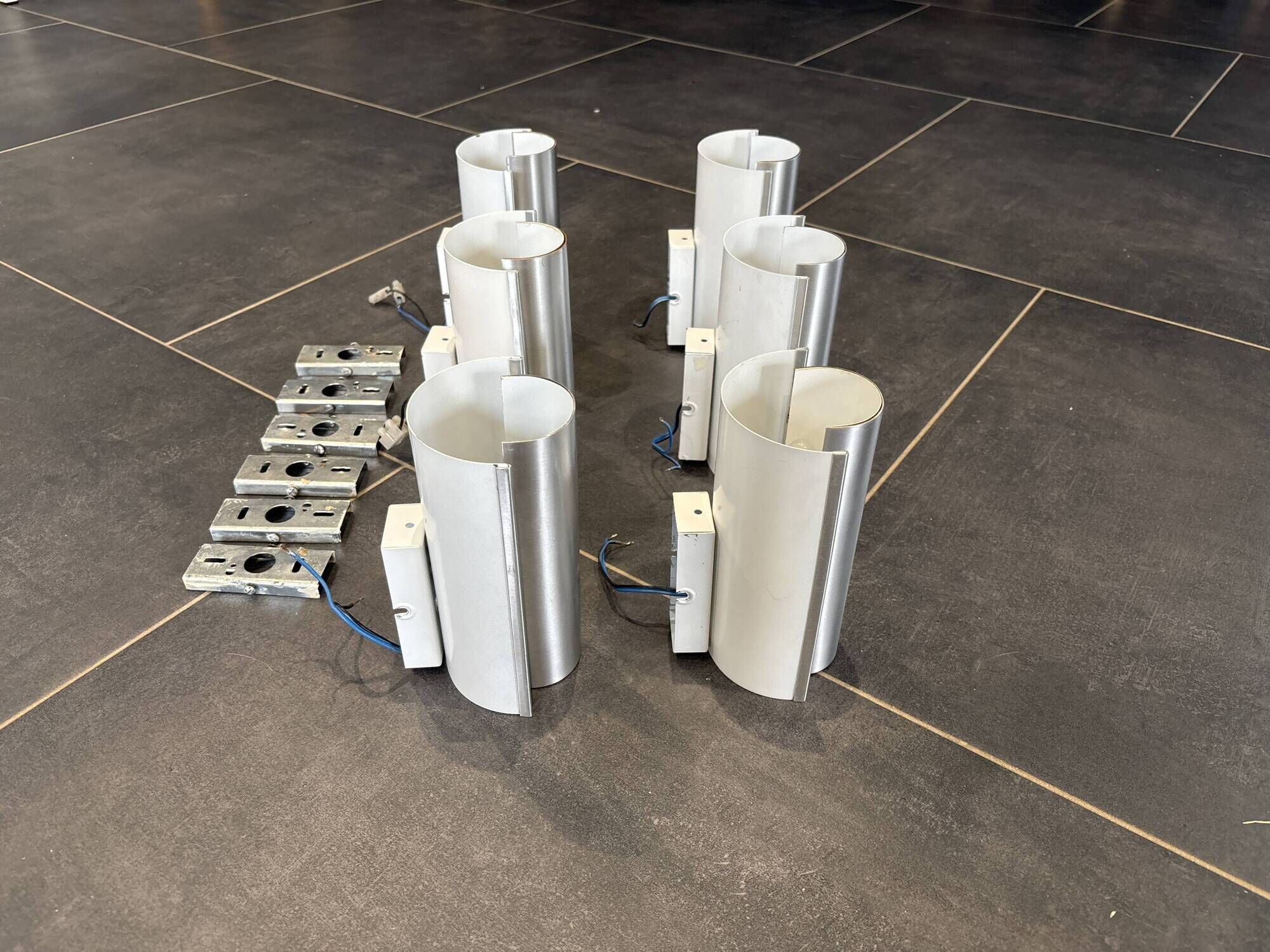 Philips metal and aluminium wall lights from the 1970s/1980s. Superb set of 6.