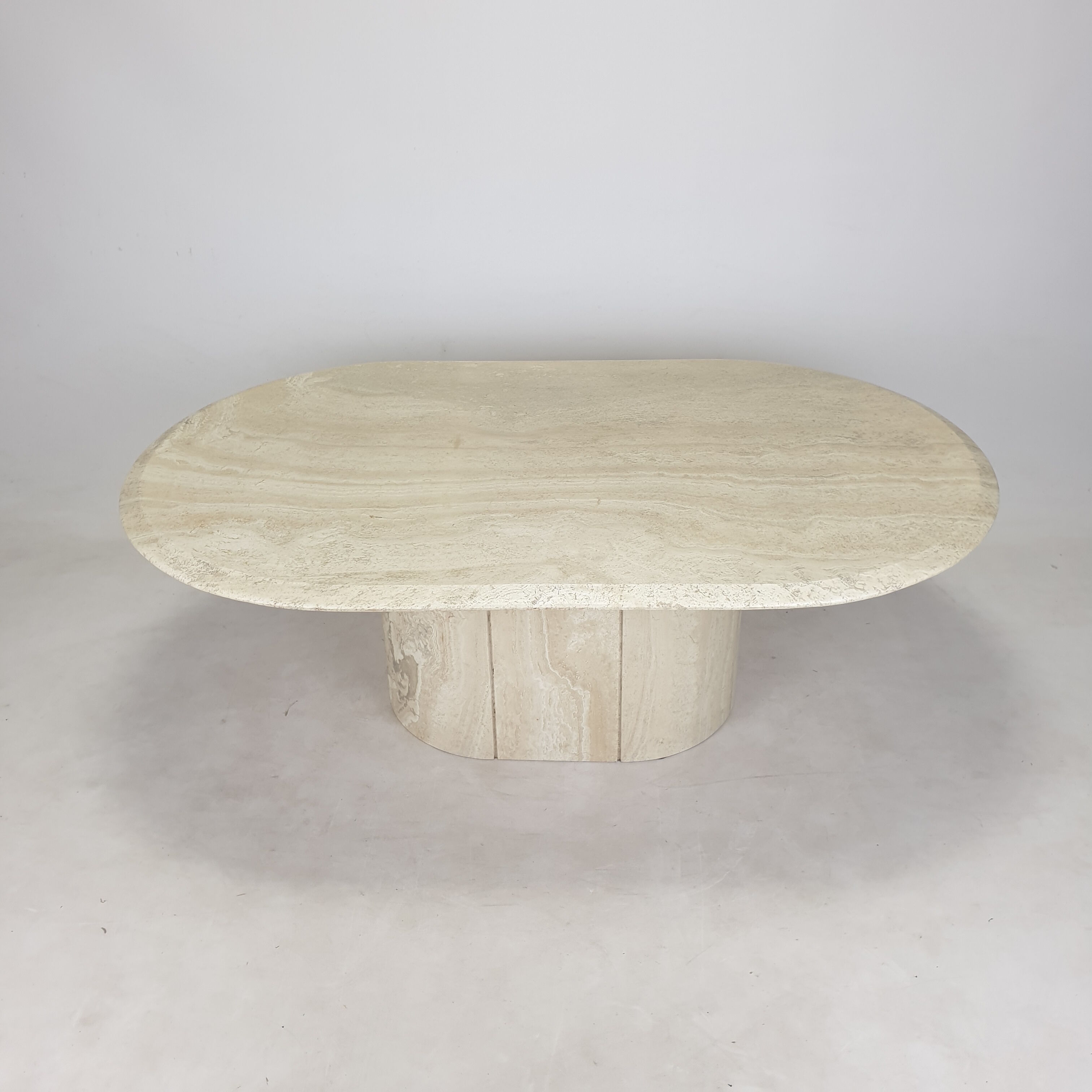 Italian Oval Travertine Coffee Table, 1984