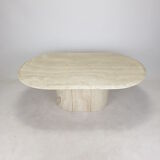 Italian Oval Travertine Coffee Table, 1984