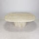 Table basse ovale italienne en travertin, 1984