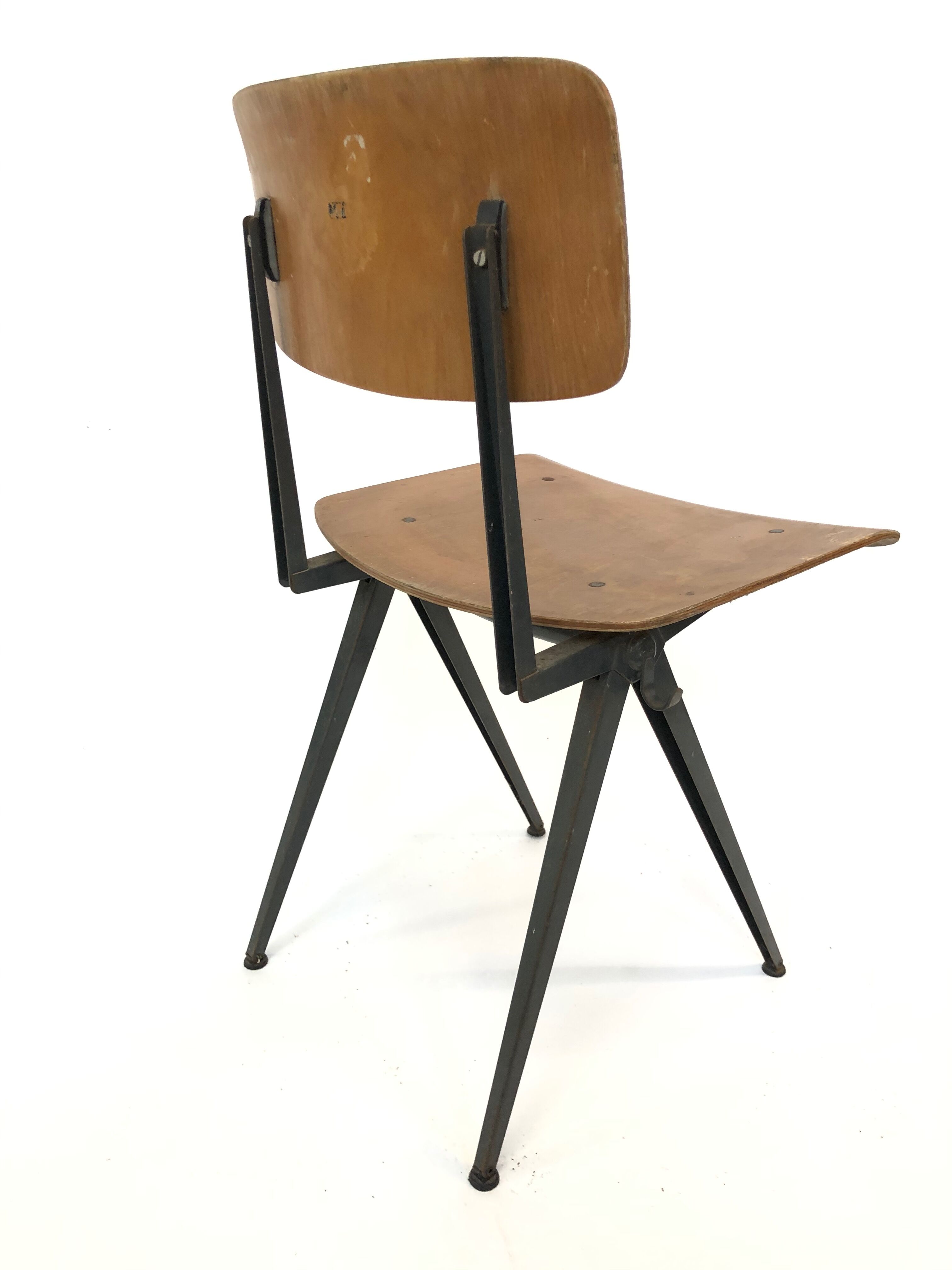Ensemble de quatre chaises d'école vintage Marko Holland du style Friso Kramer des années 60