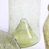Biot bubble glass ensemble, bottle, jar, bowl and glass.