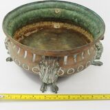 Repelled copper planter with acanthus and cast bronze legs, 1900s