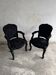 Set of 2 Black Feather-Textured Upholstered Theatrical Armchairs — Wood Frame, Dramatic Baroque Revival Style