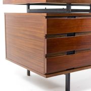 Pierre Guariche, mahogany and lacquered metal desk, 1960s