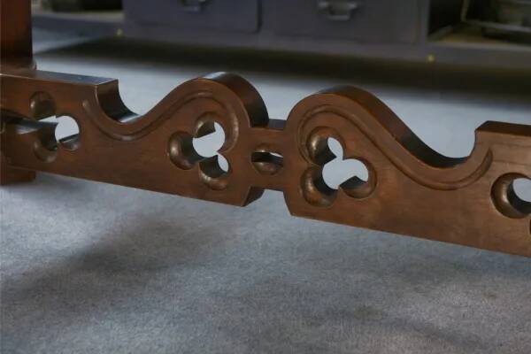 Rustic oak table with ceramic inlays by a student of Joseph Savina 1950s