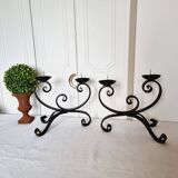 Elegant pair of vintage wrought iron candlesticks or candle holders from the 50s/60s