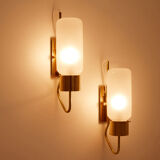 Pair of wall lamps Luigi Caccia Dominioni LP10 brass opaline 1965