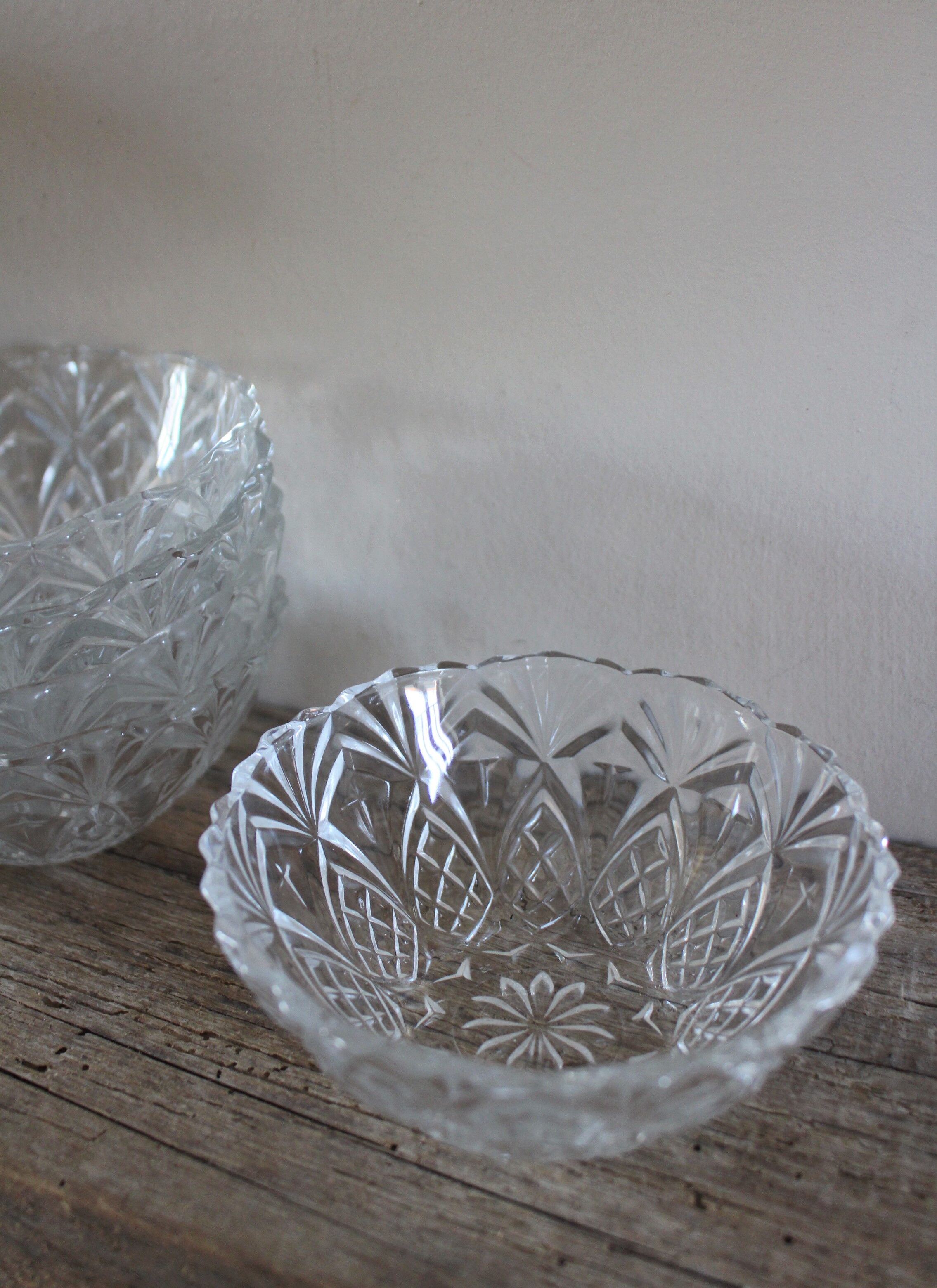 Lot 9 coupelles bols verre ciselé transparent vintage