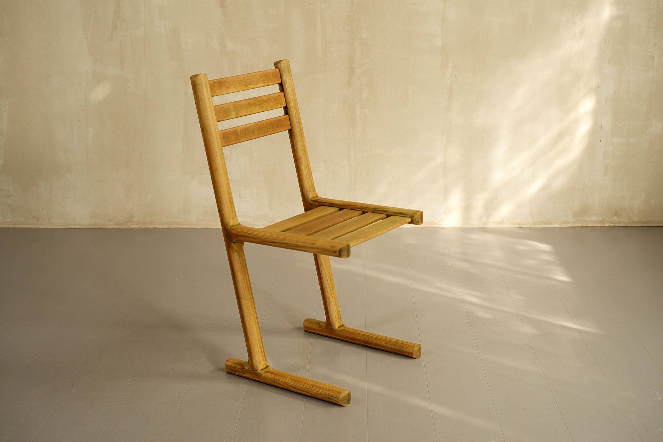 Set of 4 chairs and a bench, France 1960