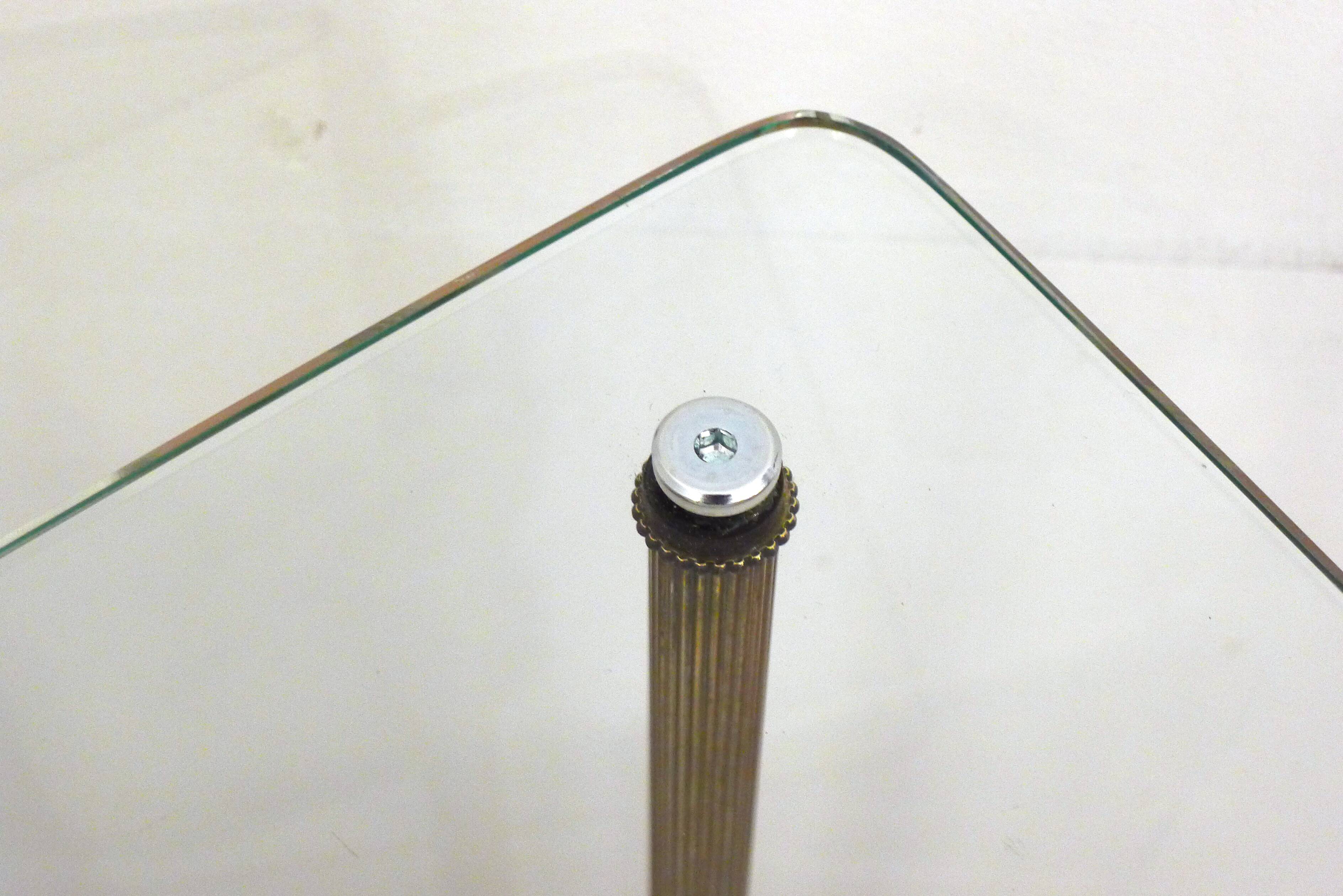 Small Regency-style side table, gold, glass & marble, 1970s.