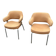 Paire de fauteuils vintage à piètement métal et tissu orange 60 70