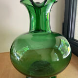Large green glass pitcher
