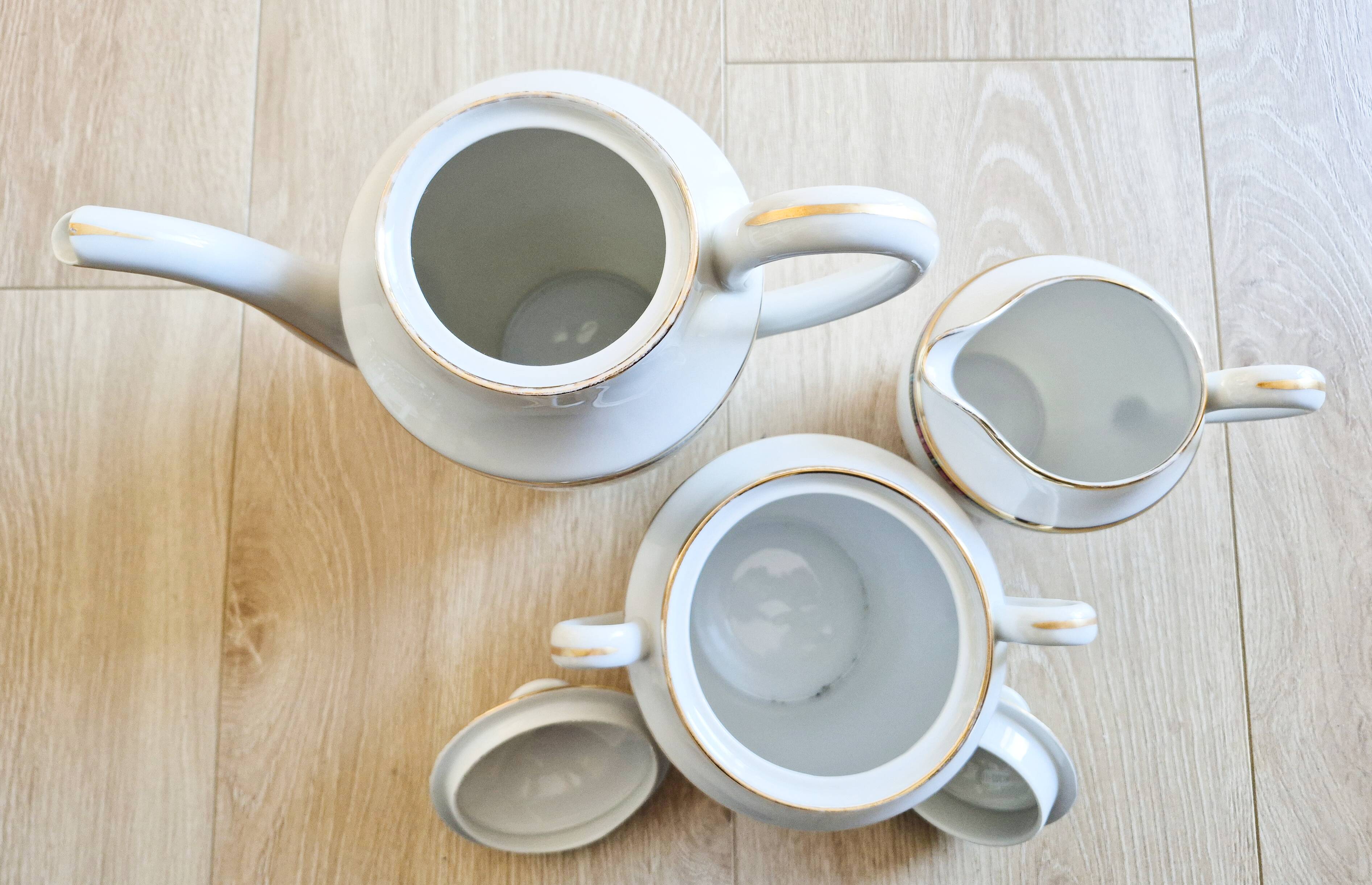 Limoges porcelain coffee service, vintage French.