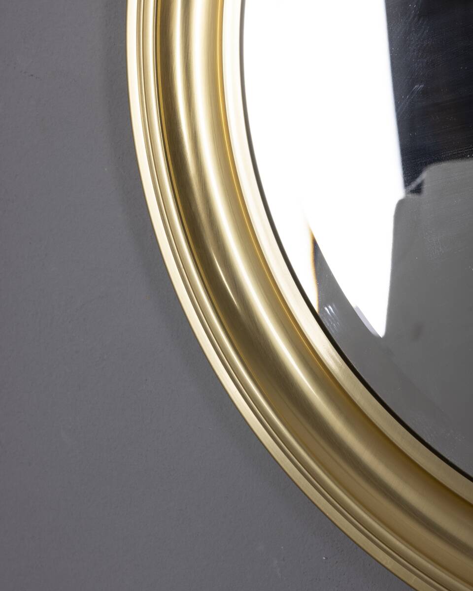 Vintage Italian Round Wall Mirror in Brass, 1970s