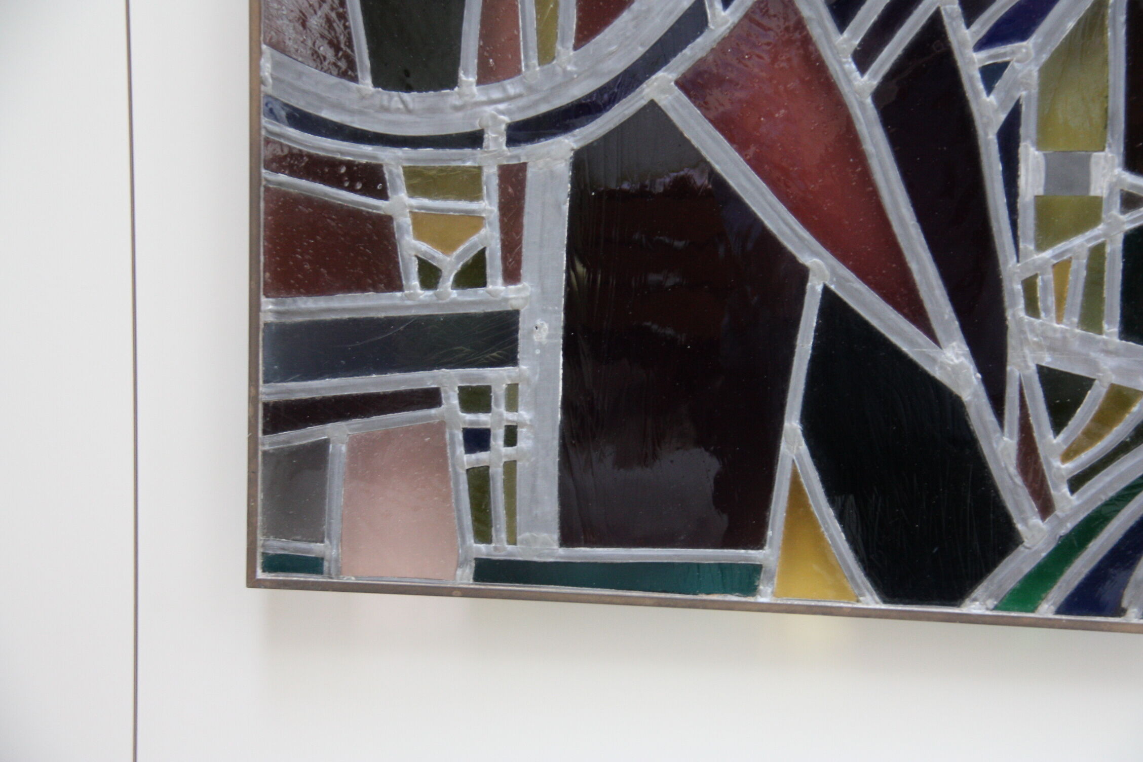 Multicolored stained glass window with hanging system - Germany - 1970's