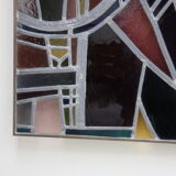 Multicolored stained glass window with hanging system - Germany - 1970's