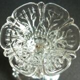 Pair of pressed, molded crystal candlesticks, signed Val Saint Lambert, art deco