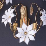 Set of 4 Murano White Flowers Wall Light, 1970s