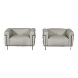 Cassina LC3 Armchairs By Le Corbusier In Cream Leather, Italy 1980s