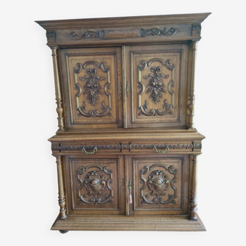 Armoire 2 corps style Henry 2 en noyer