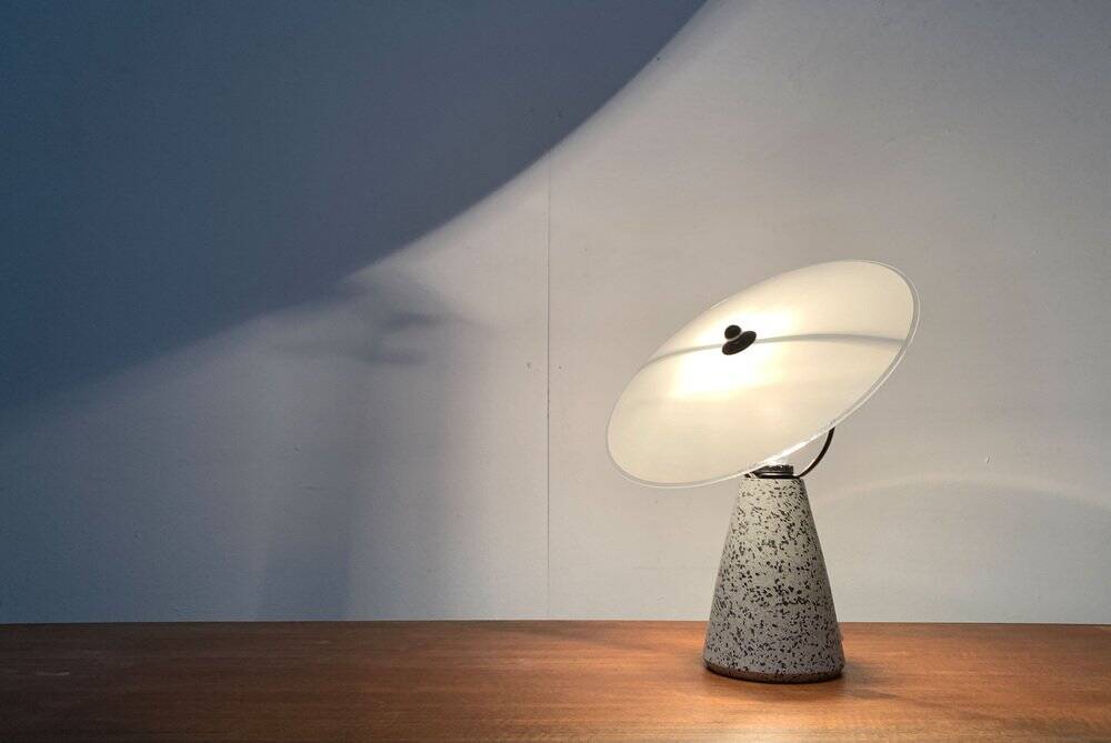 Vintage Postmodern Eno table lamp in glass and terrazzo from Ikea, 1990s.