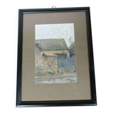 Watercolor Shed in Sévigny / Champagne – Signed Reiche, 1917