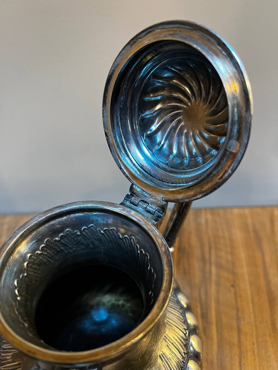 Silver-plated metal teapot